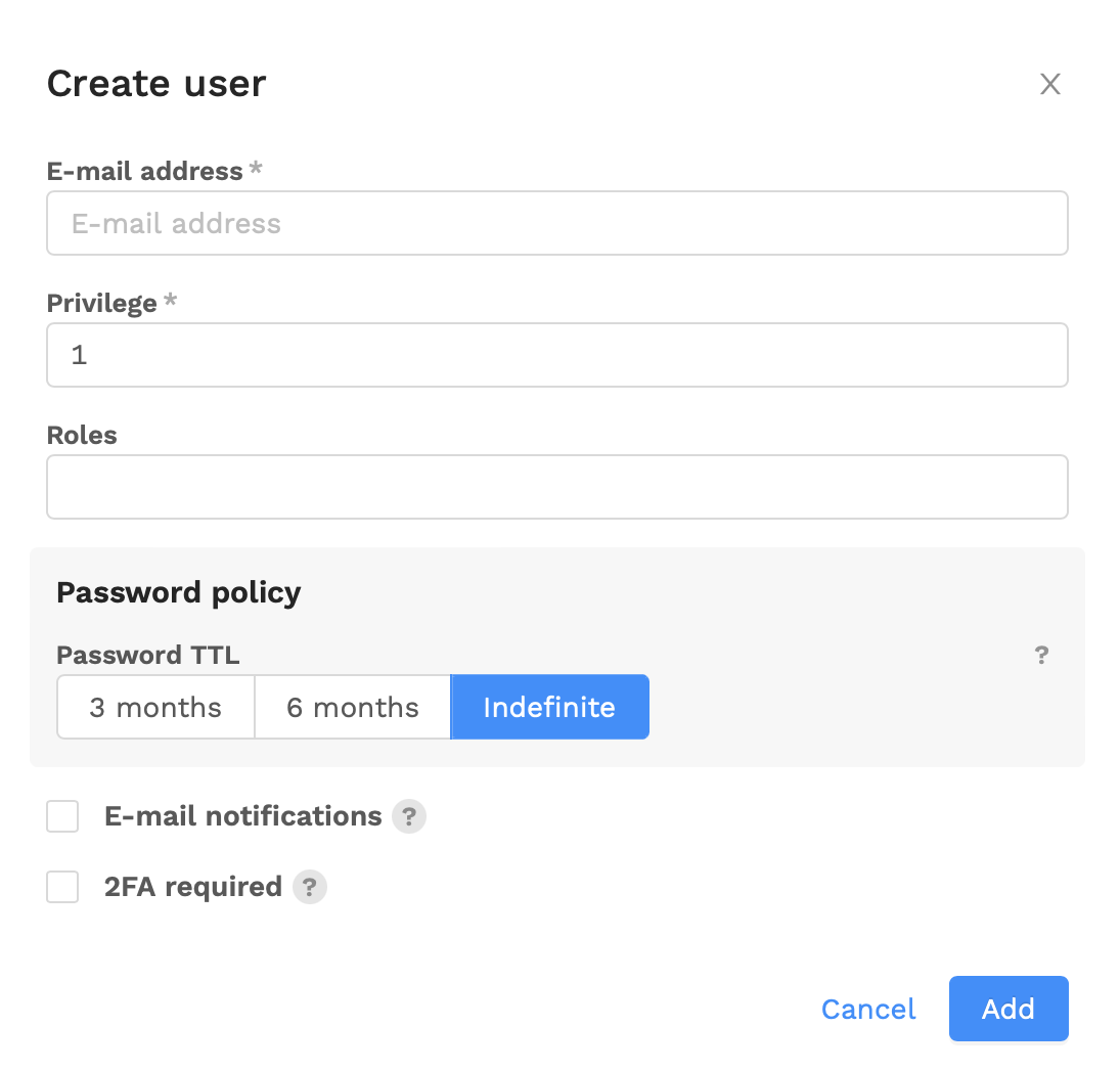 Adding a user