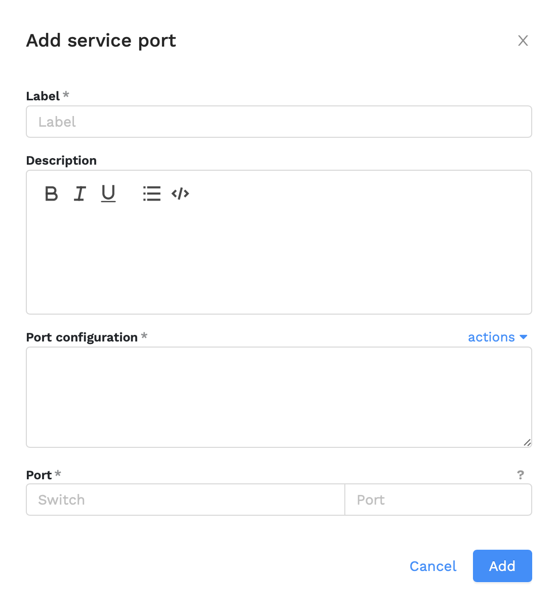 Adding a new service port