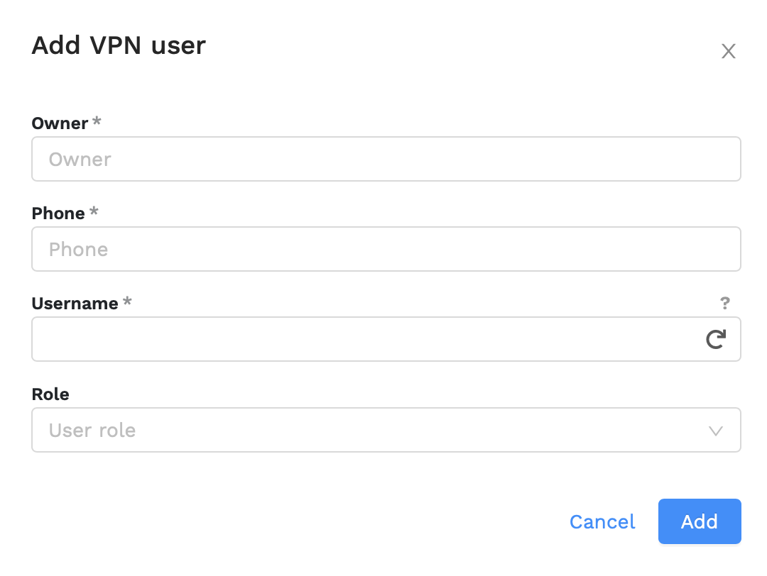 Adding a new VPN user